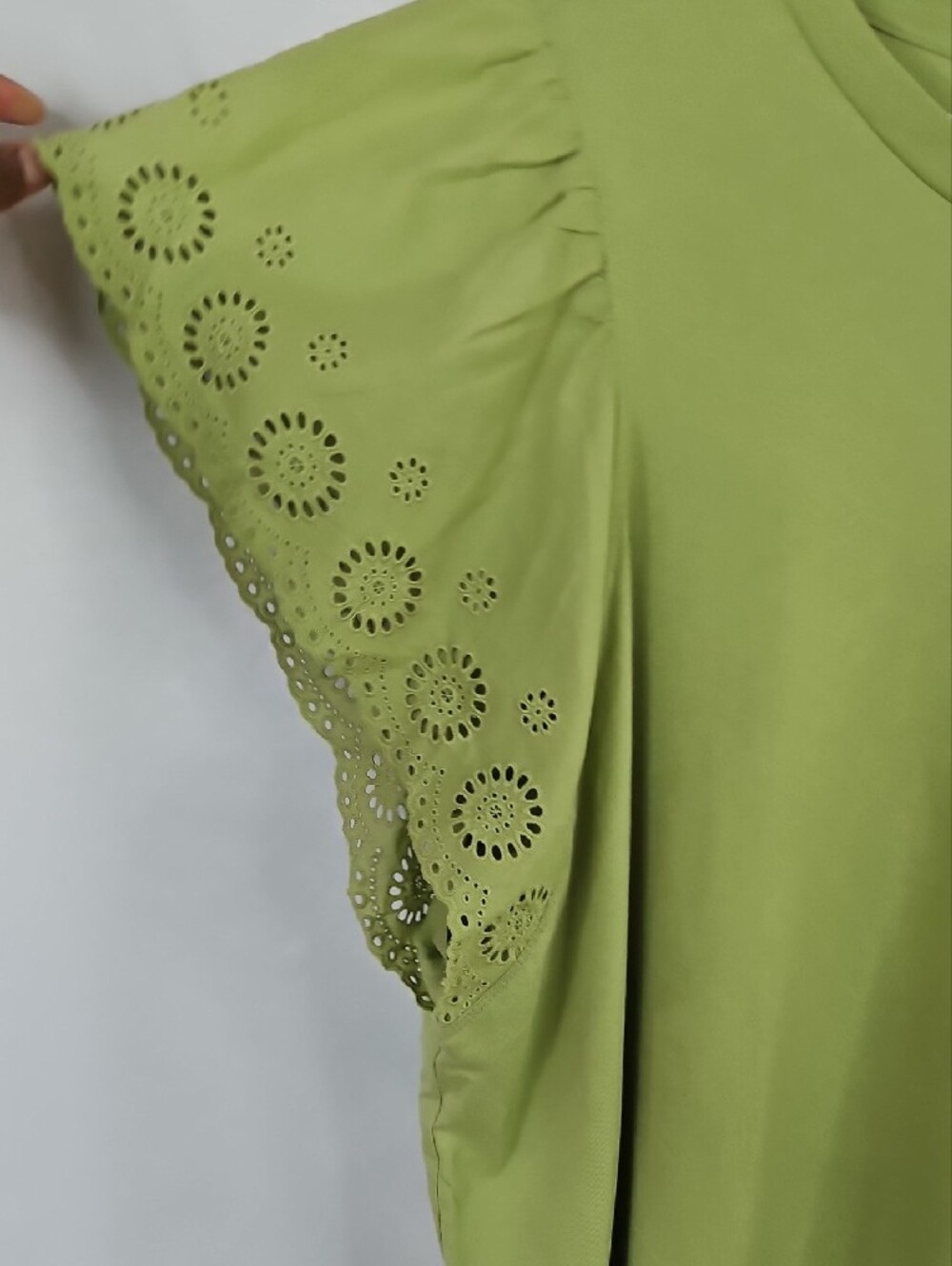 Old Navy Olive Eyelet Flutter Sleeve Top Size XXL NWT - Picture 6 of 9